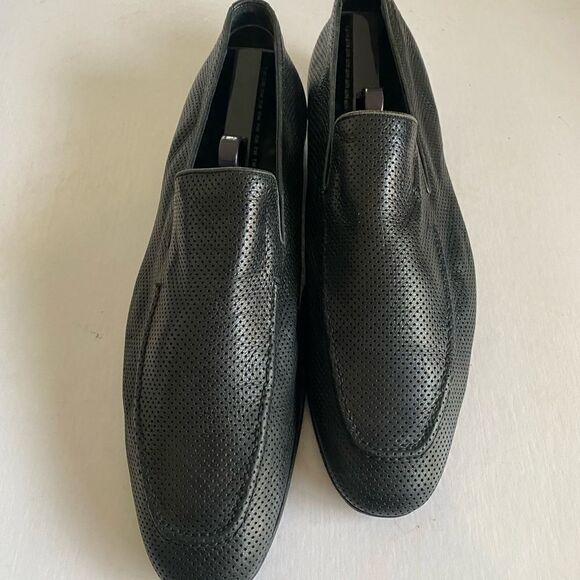 GIORGIO ARMANI Mens Black Soft Perforated Leather Shoes Size 45.Made In Italy main image 8